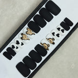 Valentine Collection: Matte Black Cute Teddy Bear Press on Nails Set //  730
