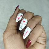 Valentine Collection: Glossy Maroon Hearts Balloon Press on Nails Set // 736