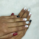 Valentine Collection: Glossy Black And Red Kiss Press on Nails Set // 737