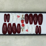 Valentine Collection: Glossy Maroon Cute Girl Press on Nails Set // 738