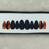 Matte Black & Orange Print Press on Nails Set // 840