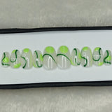 Glossy Green Abstract Print Press on Nails Set // 834
