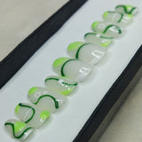 Glossy Green Abstract Print Press on Nails Set // 834