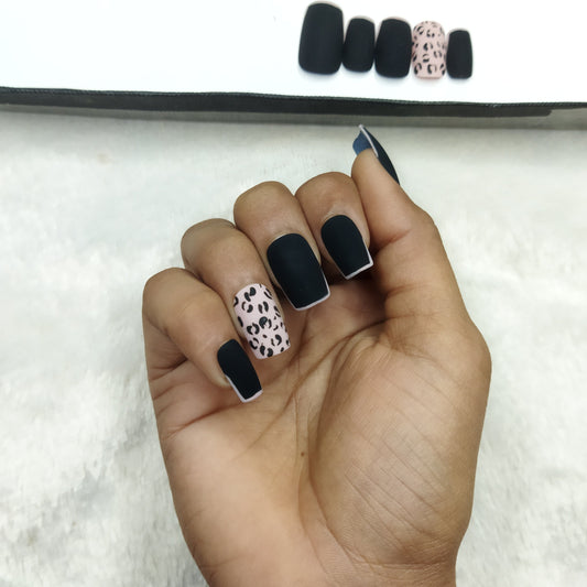 Matte Nude French Animal  Print Press on Nails Set // 799