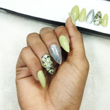 Light Green Marble with Silver Glitter Press on Nails // 116