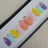 Matte Colorful Cute Bunny Print Press on Nails Set //892