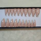 Glossy Nude Glitter Side French Press on Nails Set //937