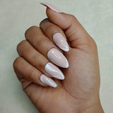 Glossy Nude White Abstract Press on Nails Set // 511