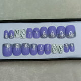 Glossy Lavender With Marble Press on Nails // 993
