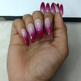 Glossy Red And Nude Ombre Press on Nails Set //889