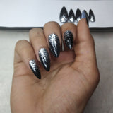 Black with Silver Glitter Ombre press on nails Set