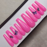 Glossy Light Pink and Blue Butterfly Press on Nails // 945