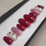 Glossy Pink Rose Floral Press on Nails Set /949
