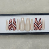 Glossy Nude Brown Swirl Press on Nails Set //996