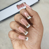 Glossy Nude Glitter French press on Nails Set /1027