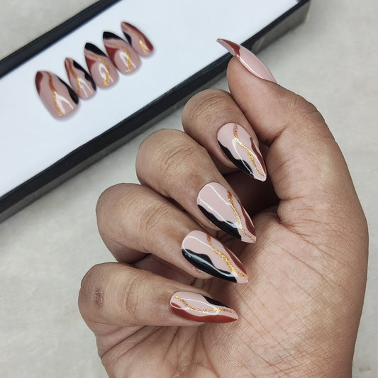 Glossy Nude Glitter Swirl Press on Nails // 1032