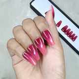Glossy Light Pink & Red Ombre Press on Nails Set // 636