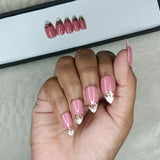 Glossy Nude Glitter French press on Nails Set /1027