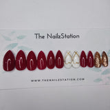 Glossy Plum Glitter Hearts Press on Fake Nails // tns700