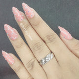 Nude nails with Rhinestones Press on Nails Set //171