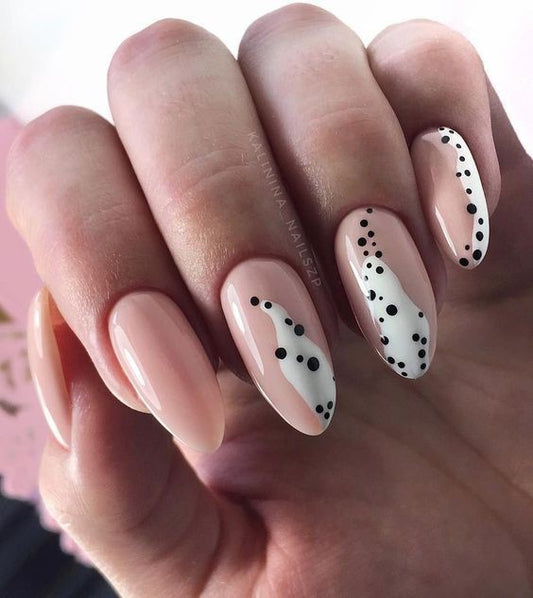 Glossy Nude Abstract Press on Fake Nails // tns210