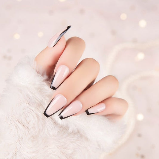 Glossy Nude Box French Press on Fake Nails // tns252