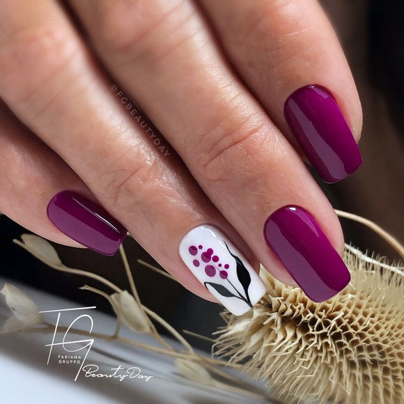 Dark Pink Floral Press on Nails // tns111