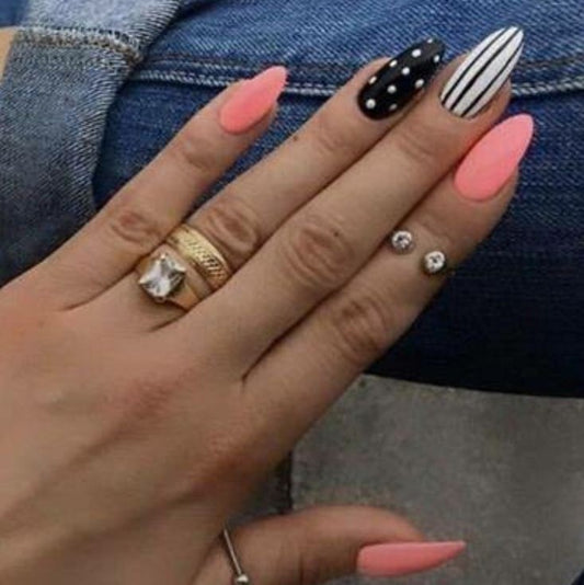 Matte Pink Dots Press on Fake Nails // tns115