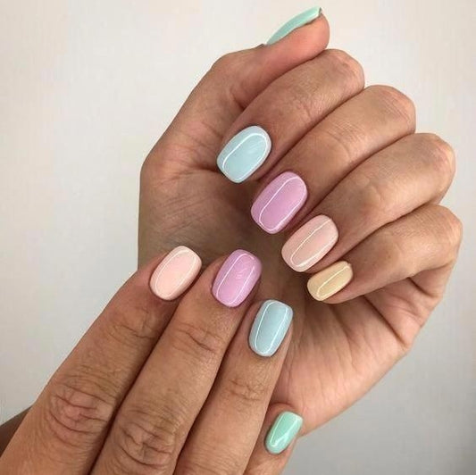 Glossy Colorful Press on Fake Nails // tns124