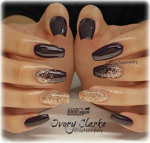 Glossy Dark Purple Glitter Press on Fake Nails // tns138